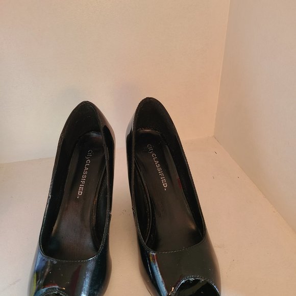 Womens Black patent wedge - Picture 2 of 3